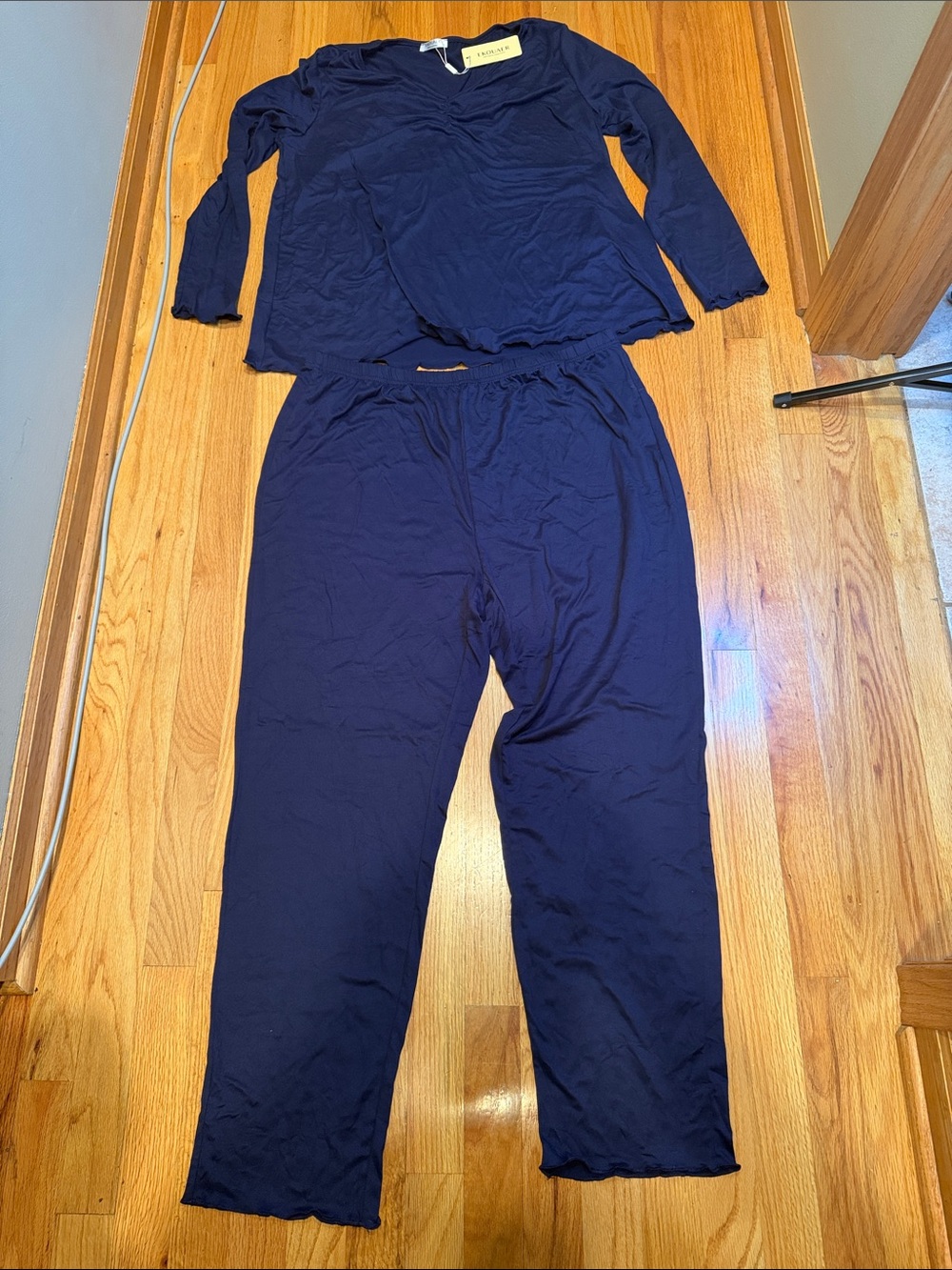 Ekouaer Women's XL Navy Two-Piece Pajama Lounge Set